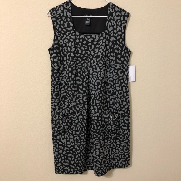 Enfocus Studio Dress Animal Gray Black Print Sleeveless Mini Trendy NWT - Picture 1 of 5